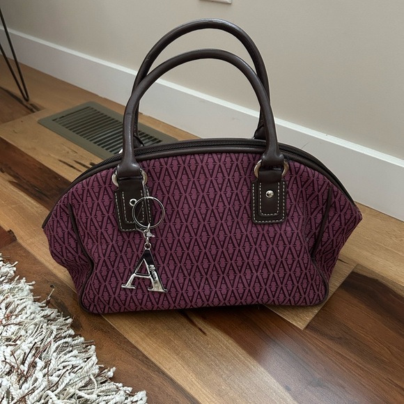 A-Line Burgundy and Brown “A” Printed Purse - Picture 1 of 9